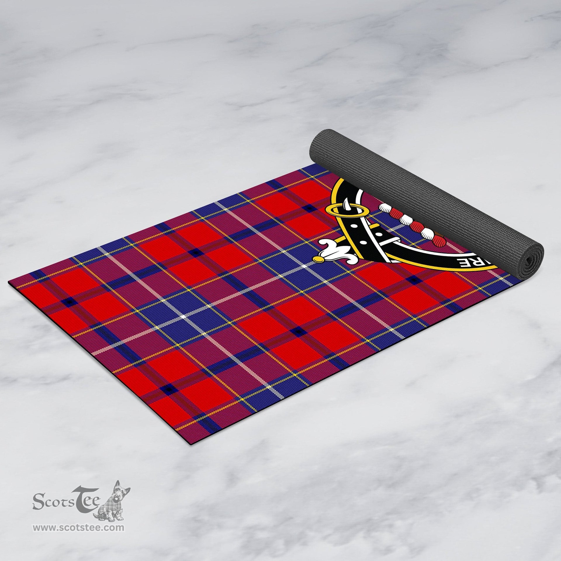 ScotsTee Shop Scottish Wishart Dress Clan Crest Tartan Rubber Yoga Mat