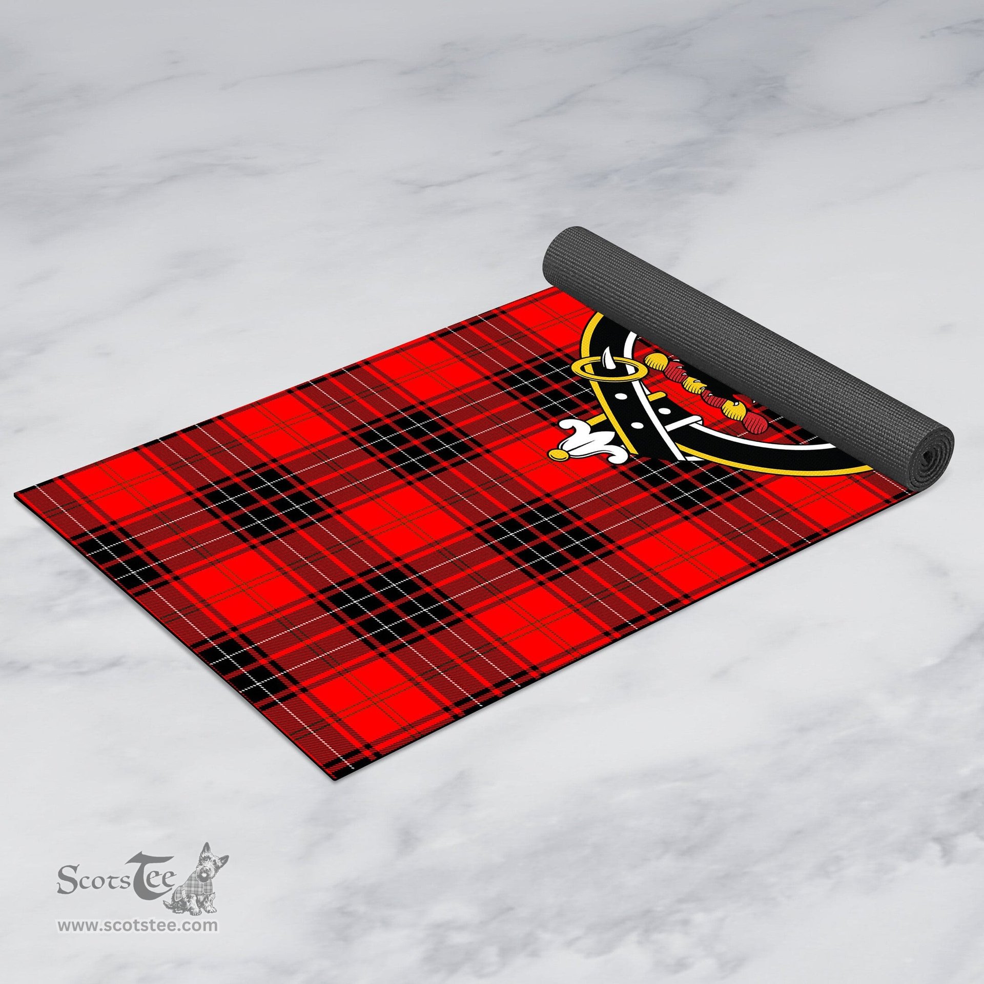 ScotsTee Shop Scottish Wemyss Modern Clan Crest Tartan Rubber Yoga Mat