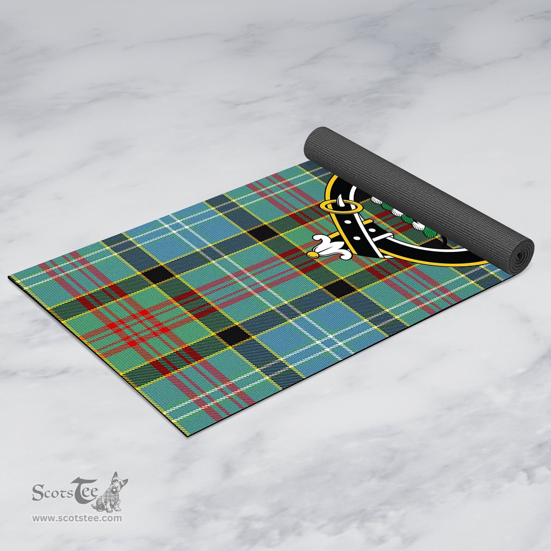 ScotsTee Shop Scottish Walkinshaw Clan Crest Tartan Rubber Yoga Mat