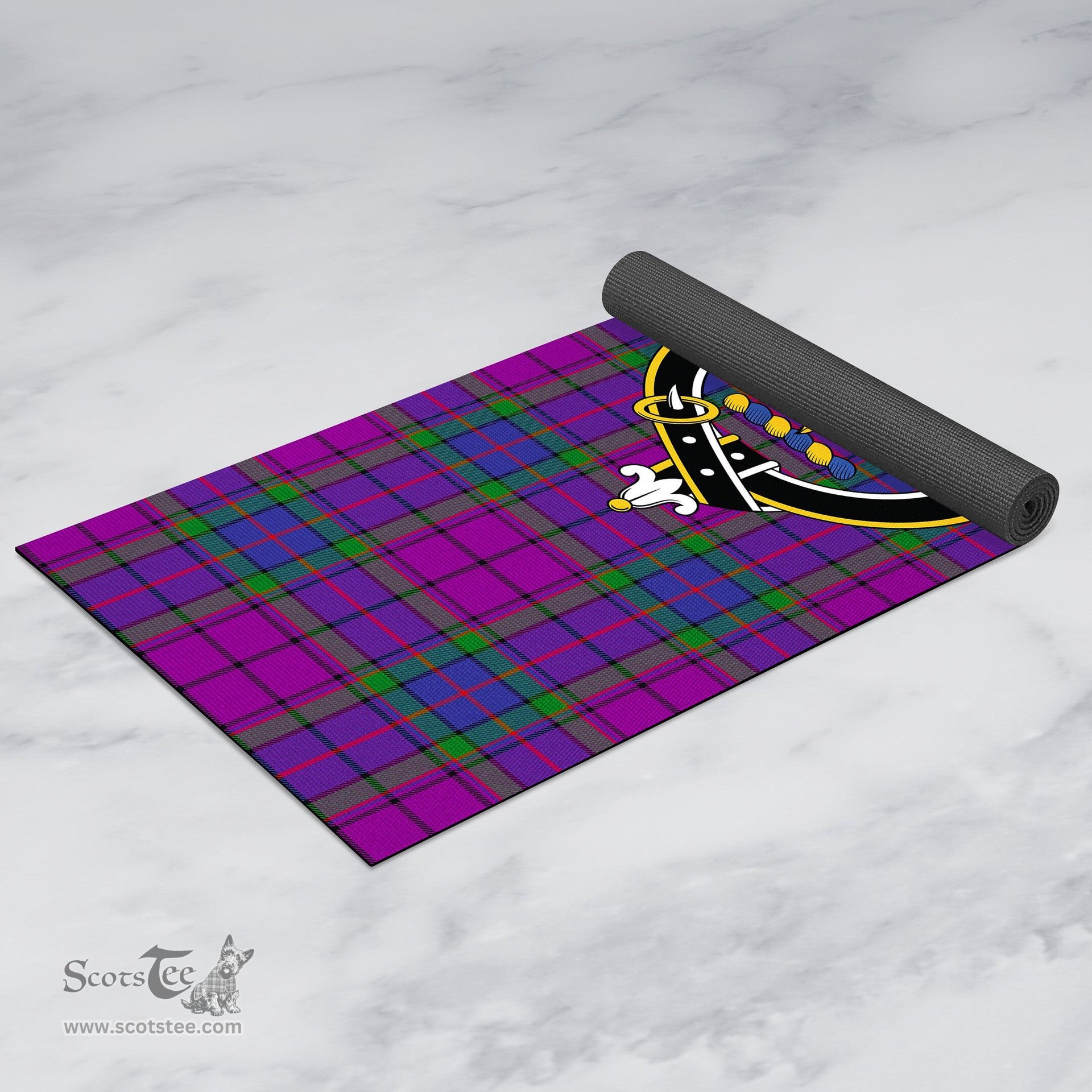ScotsTee Shop Scottish Wardlaw Modern Clan Crest Tartan Rubber Yoga Mat