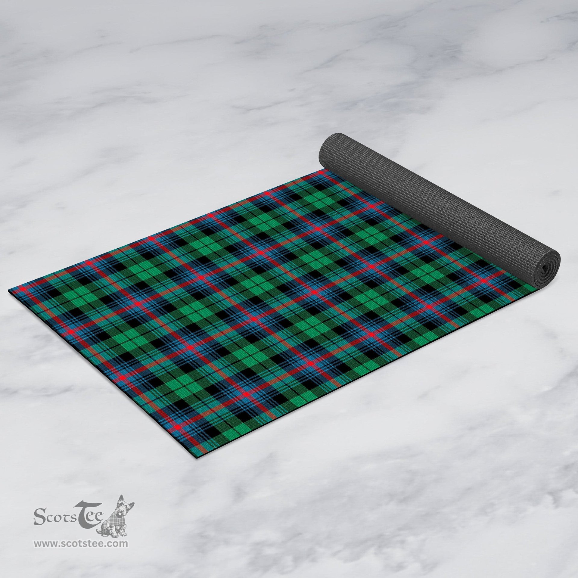 ScotsTee Shop Scottish Urquhart Broad Red Ancient Clan Tartan Rubber Yoga Mat