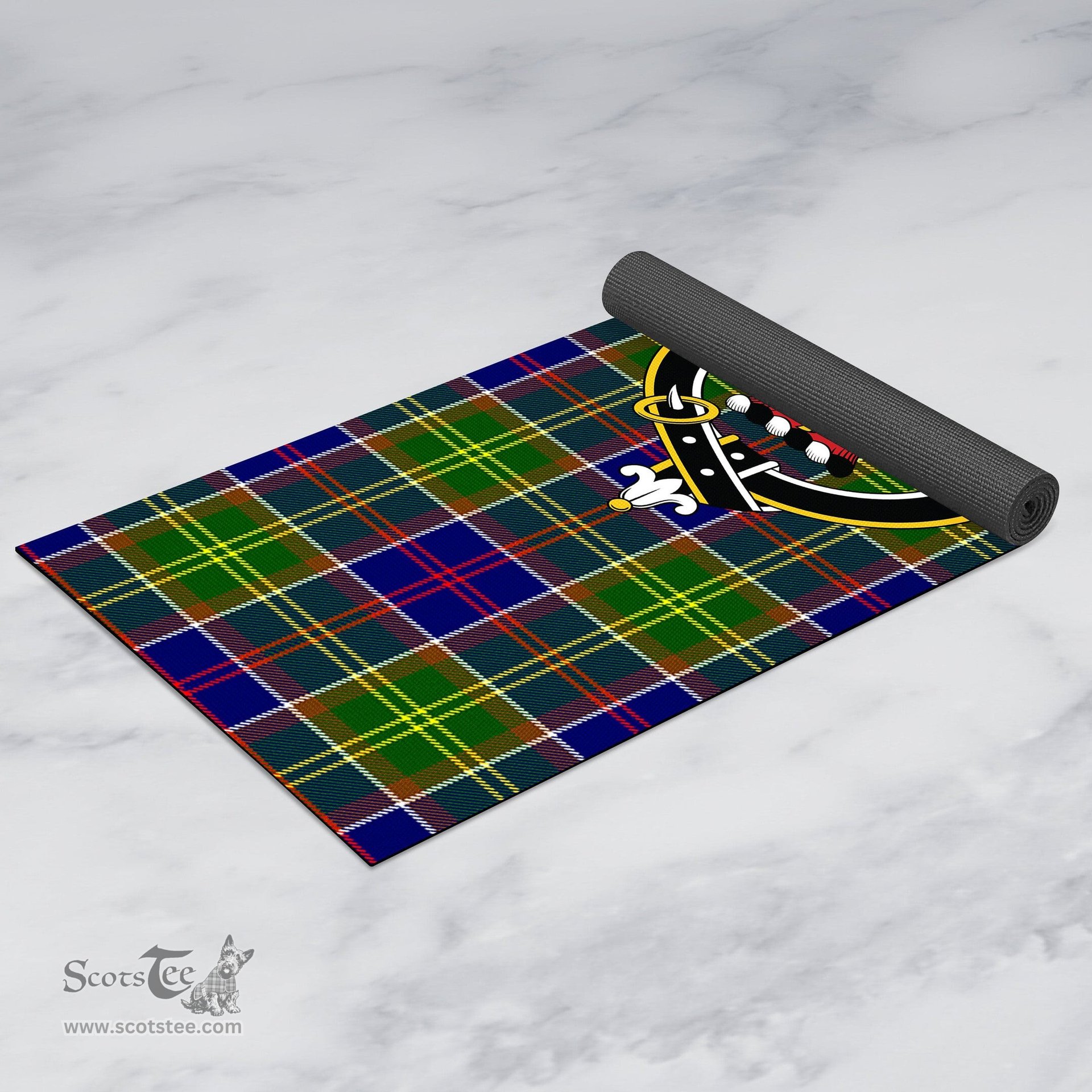 ScotsTee Shop Scottish Whitefoord modern Clan Crest Tartan Rubber Yoga Mat