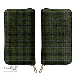 Scottish MacLean Hunting Clan Tartan Leather Clutch Purse