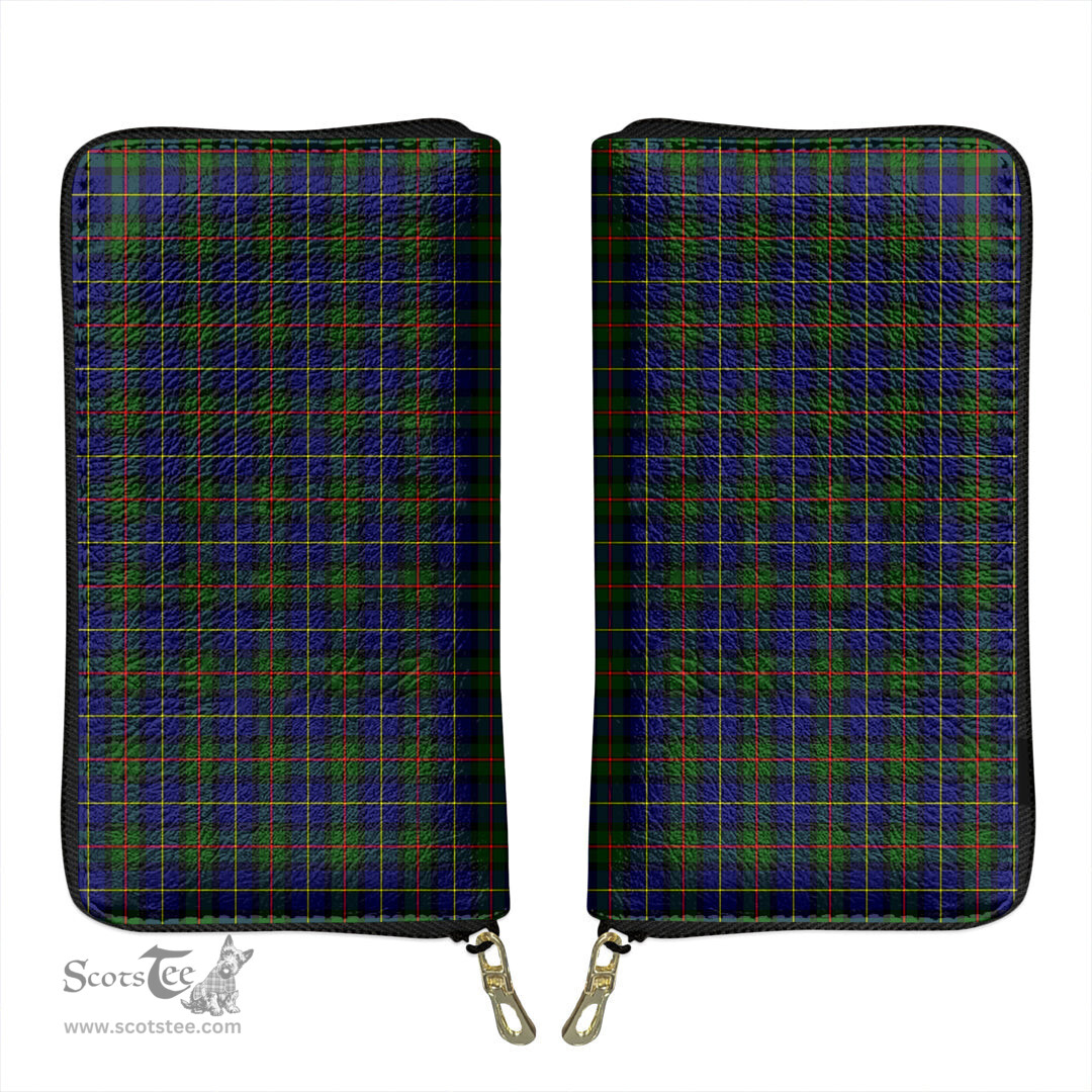 Scottish MacLeod of Harris Modern Clan Tartan Leather Clutch Purse