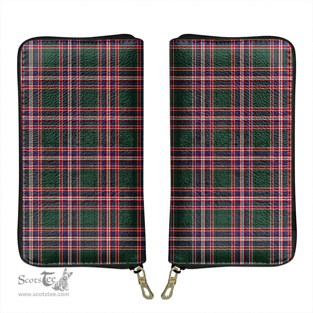 Scottish MacFarlane Hunting Modern Clan Tartan Leather Clutch Purse