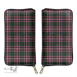 Scottish MacFarlane Hunting Modern Clan Tartan Leather Clutch Purse