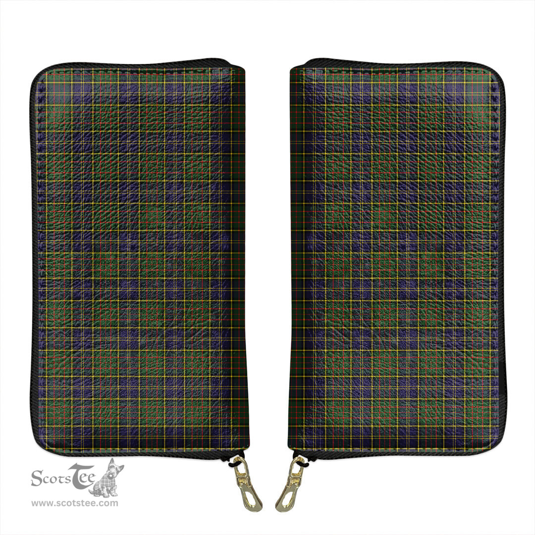 Scottish MacMillan Hunting Modern Clan Tartan Leather Clutch Purse