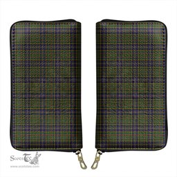 Scottish MacMillan Hunting Modern Clan Tartan Leather Clutch Purse