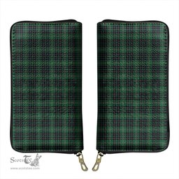 Scottish MacAulay Hunting Ancient Clan Tartan Leather Clutch Purse