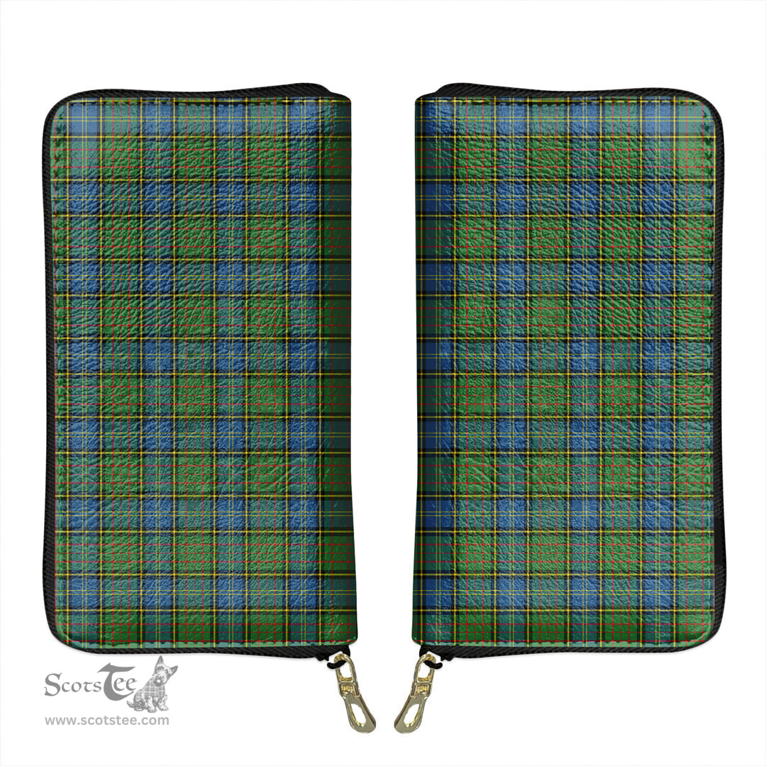 Scottish MacMillan Hunting Ancient Clan Tartan Leather Clutch Purse