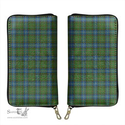 Scottish MacMillan Hunting Ancient Clan Tartan Leather Clutch Purse
