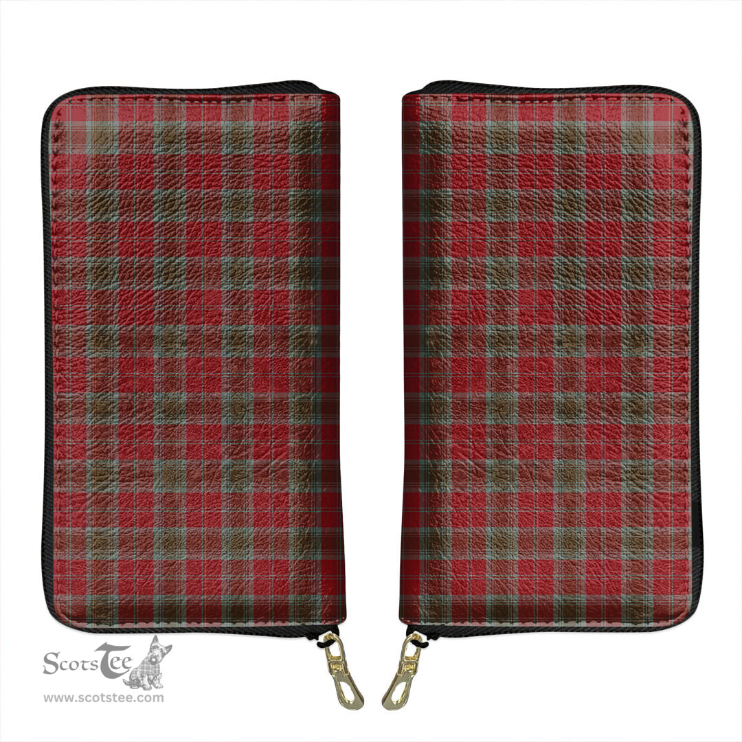 Scottish Lindsay Weathered Clan Tartan Leather Clutch Purse