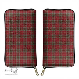 Scottish Lindsay Weathered Clan Tartan Leather Clutch Purse