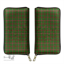Scottish MacKinnon Hunting Modern Clan Tartan Leather Clutch Purse