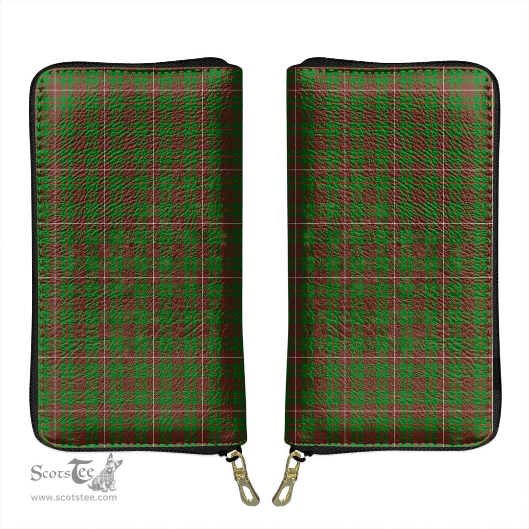 Scottish MacKinnon Hunting Modern Clan Tartan Leather Clutch Purse