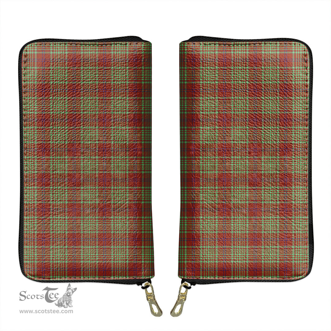 Scottish MacGillivray Hunting Ancient Clan Tartan Leather Clutch Purse