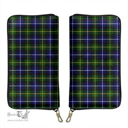 Scottish MacNeill of Barra Modern Clan Tartan Leather Clutch Purse