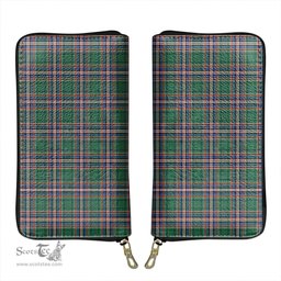 Scottish MacFarlane Hunting Ancient Clan Tartan Leather Clutch Purse