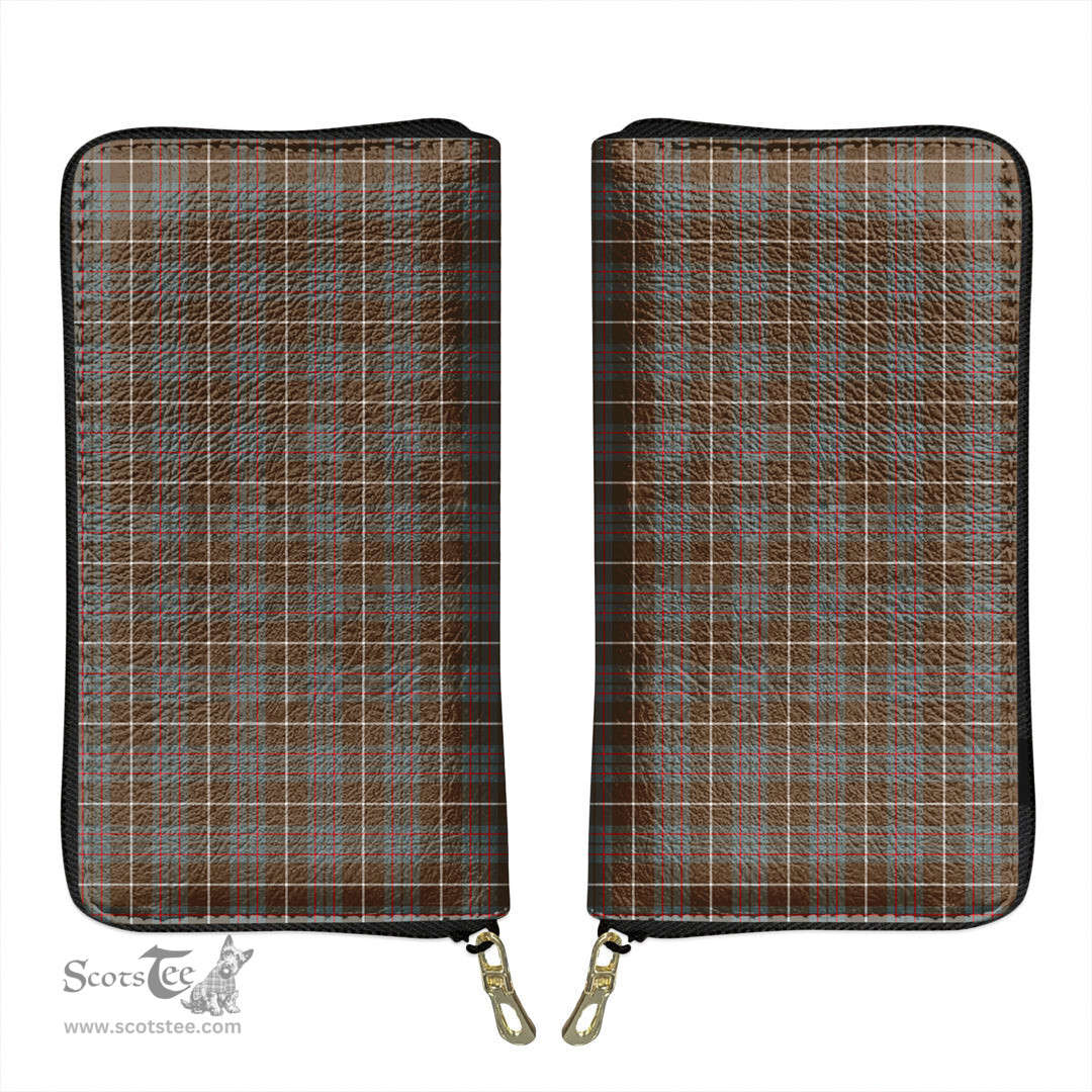 Scottish MacIntyre Hunting Weathered Clan Tartan Leather Clutch Purse