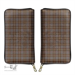 Scottish MacIntyre Hunting Weathered Clan Tartan Leather Clutch Purse