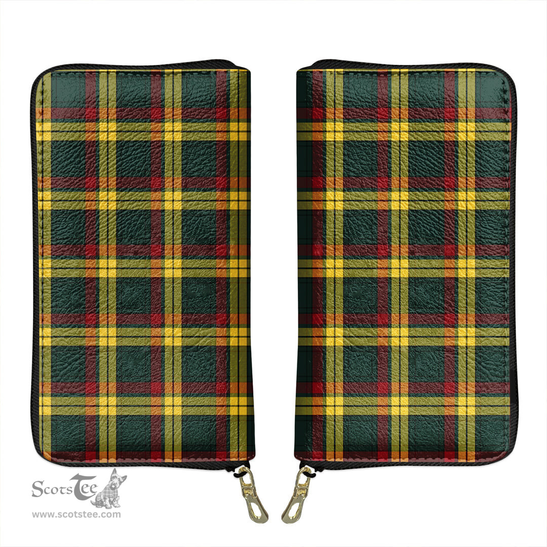 Scottish MacMillan Old Modern Clan Tartan Leather Clutch Purse