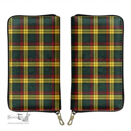 Scottish MacMillan Old Modern Clan Tartan Leather Clutch Purse