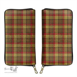 Scottish MacMillan Old Weathered Clan Tartan Leather Clutch Purse