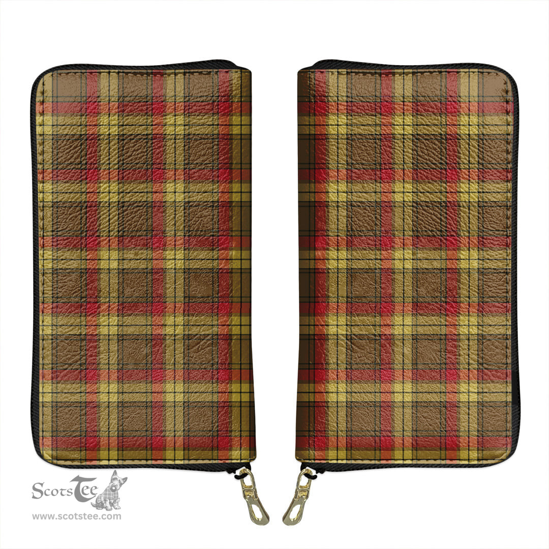 Scottish MacMillan Old Weathered Clan Tartan Leather Clutch Purse