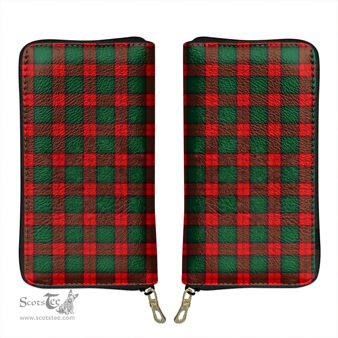 Scottish Stewart Atholl Modern Clan Tartan Leather Clutch Purse