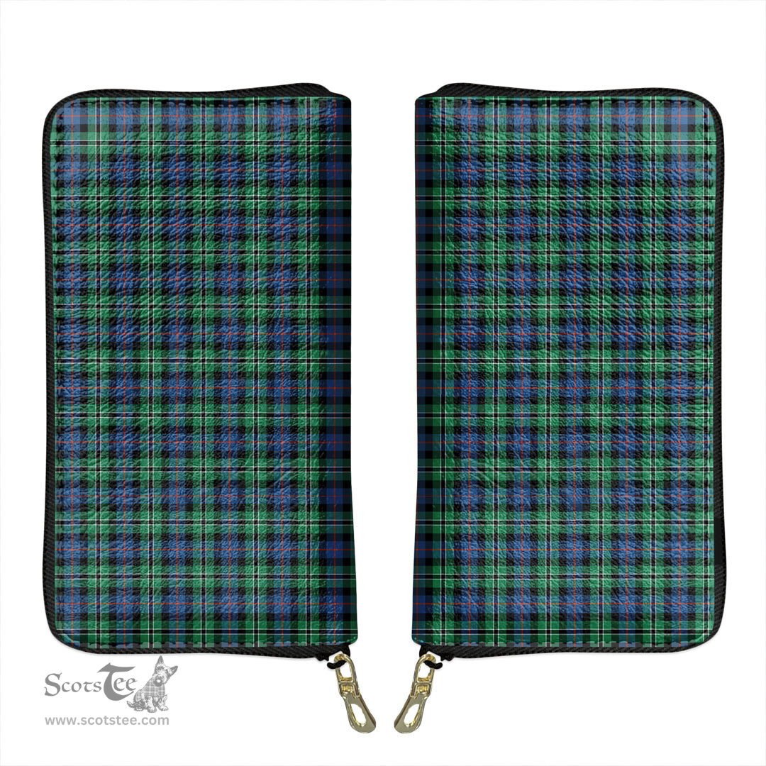 Scottish Rose Hunting Ancient Clan Tartan Leather Clutch Purse