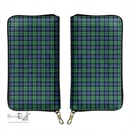 Scottish Rose Hunting Ancient Clan Tartan Leather Clutch Purse