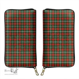 Scottish Prince of Wales Clan Tartan Leather Clutch Purse