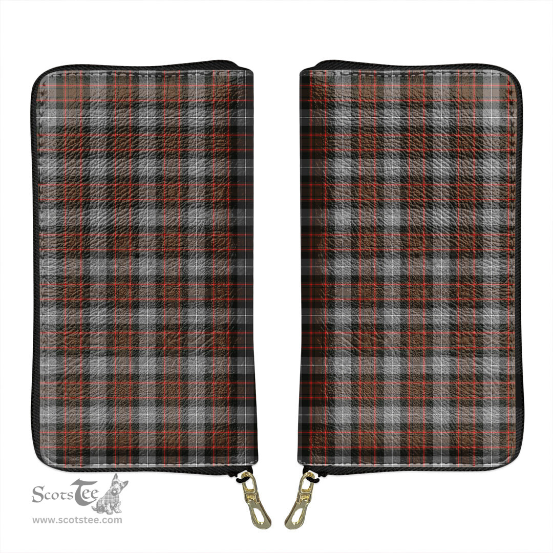 Scottish MacRae Hunting Weathered Clan Tartan Leather Clutch Purse