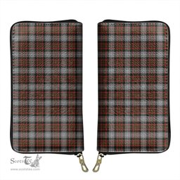 Scottish MacRae Hunting Weathered Clan Tartan Leather Clutch Purse