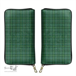 Scottish Ross Hunting Ancient Clan Tartan Leather Clutch Purse