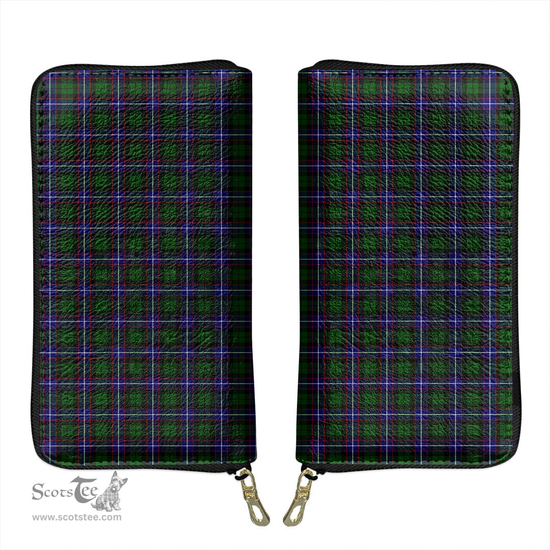 Scottish Russell Modern Clan Tartan Leather Clutch Purse