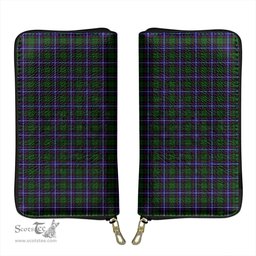 Scottish Russell Modern Clan Tartan Leather Clutch Purse