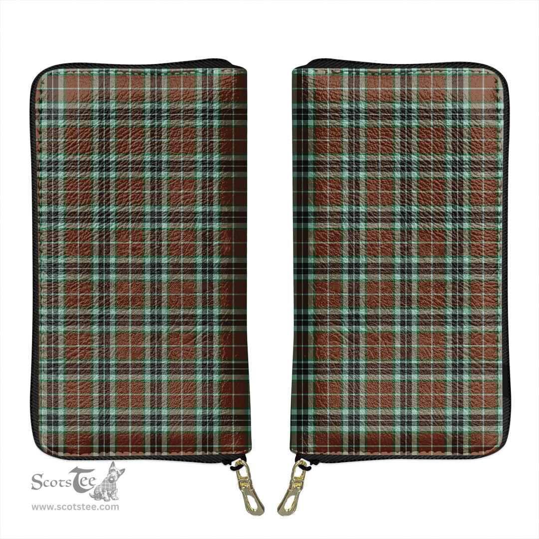 Scottish Thomson Hunting Modern Clan Tartan Leather Clutch Purse