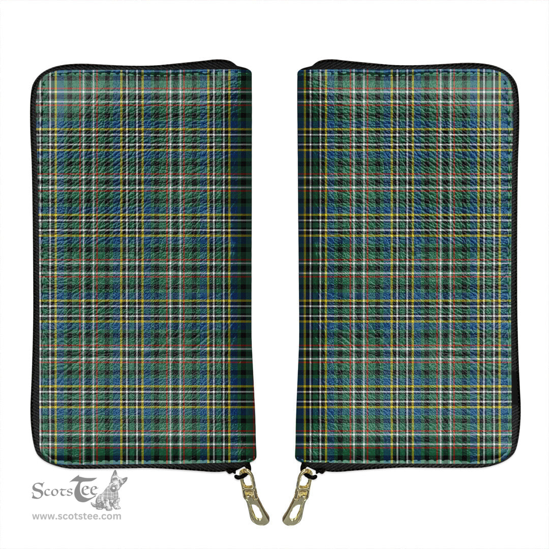 Scottish SCOTT GREEN ANCIENT Clan Tartan Leather Clutch Purse