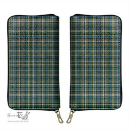 Scottish SCOTT GREEN ANCIENT Clan Tartan Leather Clutch Purse