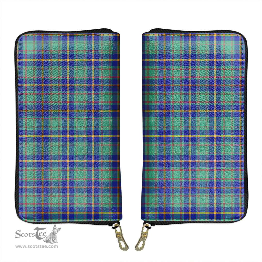 Scottish US Marine Clan Tartan Leather Clutch Purse