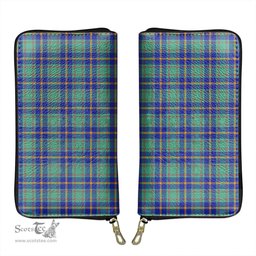 Scottish US Marine Clan Tartan Leather Clutch Purse