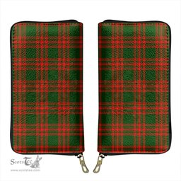 Scottish Menzies Green Modern Clan Tartan Leather Clutch Purse