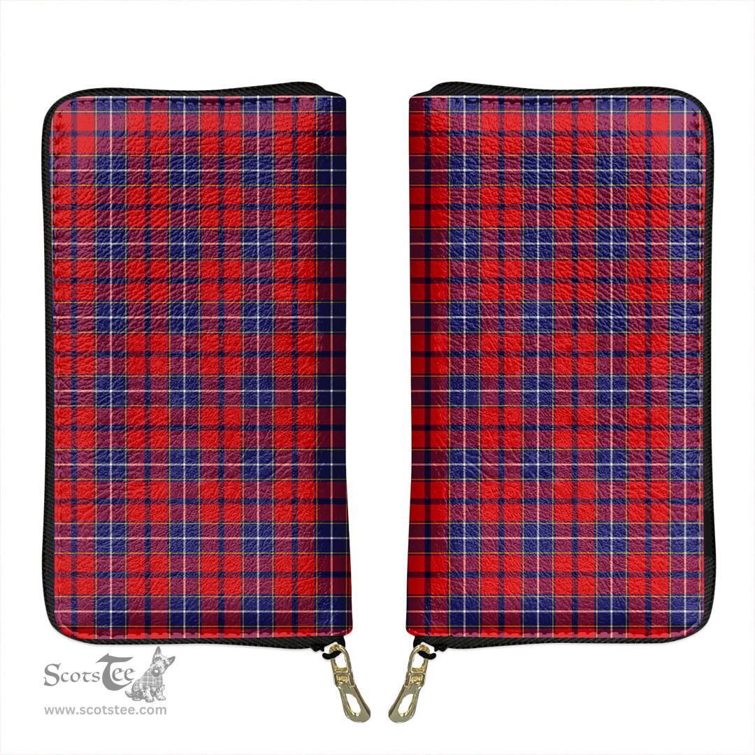 Scottish Wishart Dress Clan Tartan Leather Clutch Purse