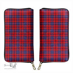 Scottish Wishart Dress Clan Tartan Leather Clutch Purse