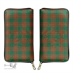 Scottish Menzies Green Ancient Clan Tartan Leather Clutch Purse