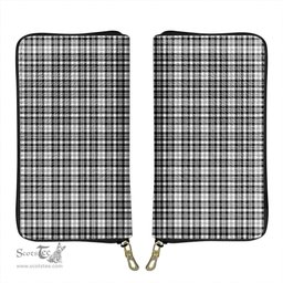 Scottish Scott Black and White Modern Clan Tartan Leather Clutch Purse