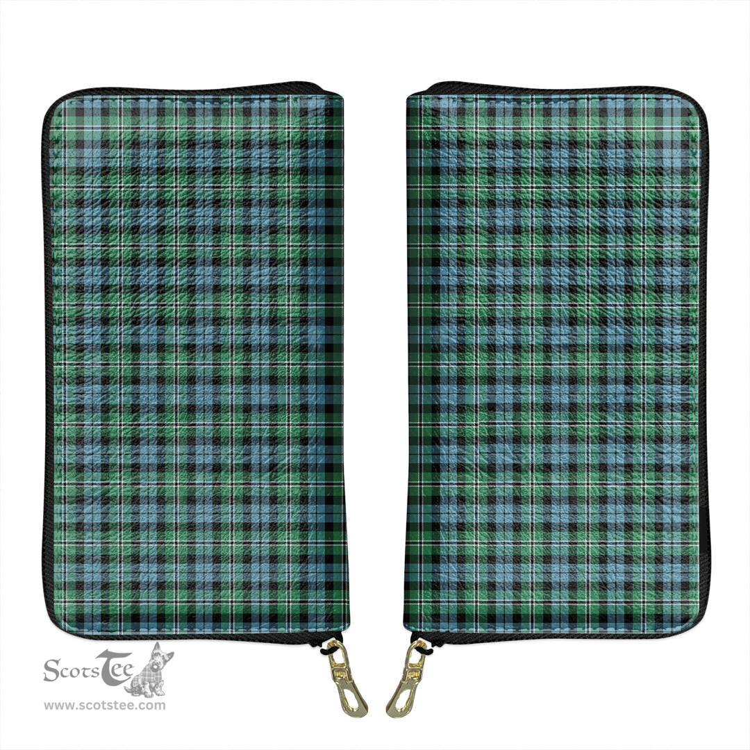 Scottish Melville Clan Tartan Leather Clutch Purse