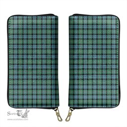 Scottish Melville Clan Tartan Leather Clutch Purse
