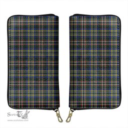 Scottish SCOTT GREEN MODERN Clan Tartan Leather Clutch Purse